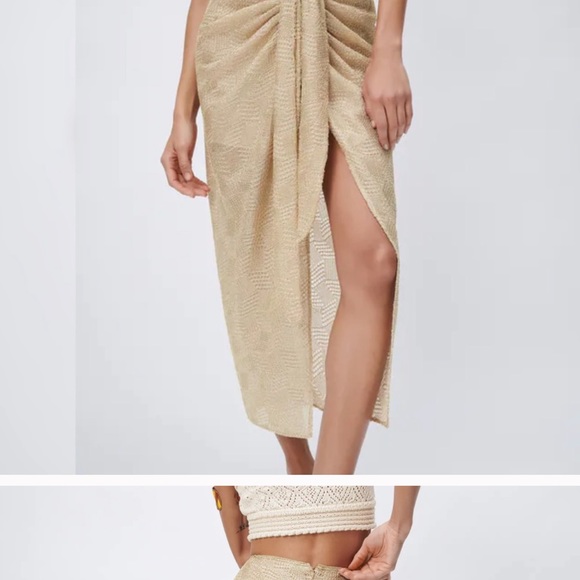 ZARA Knotted Midi Skirt Gold - Picture 11 of 11